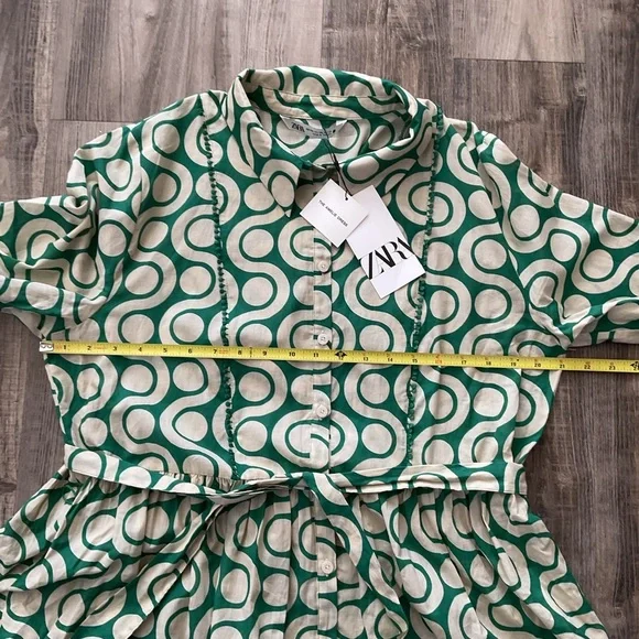 ZARA Green Patterned Women's Dress size XXL - Picture 4 of 7